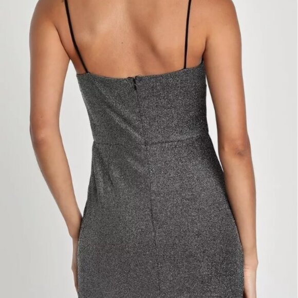 Lulu's Take Me Anywhere Sparkly Asymmetrical Bodycon Mini Dress - Size S - Picture 2 of 8